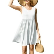 QINCAO Womens Dresses Sleeveless Plain Sundresses for Women Casual Tank Dresses,L(12-14)